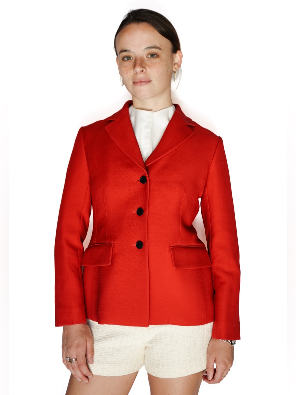Christian Dior Red Tailored Wool Bar Jacket sz 38 NWT